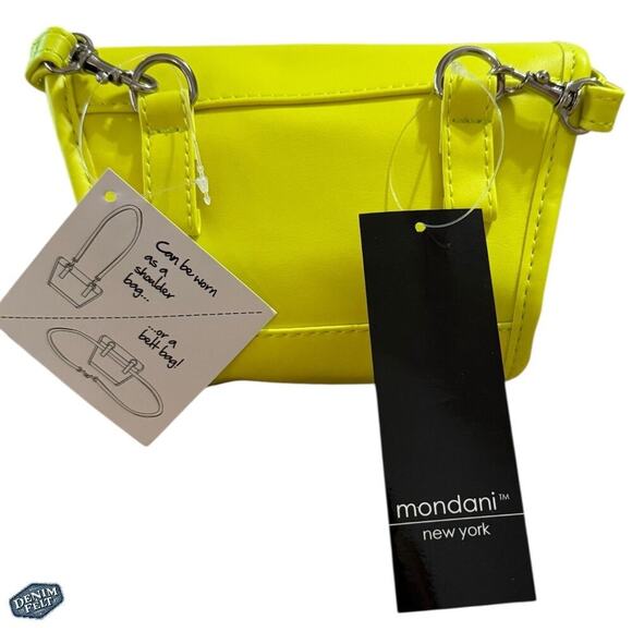 MONDANI NEW YORK XHILARATION BRIGHT NEON YELLOW SHOULDER/BELT BAG/PURSE | NEW!! - Picture 5 of 8